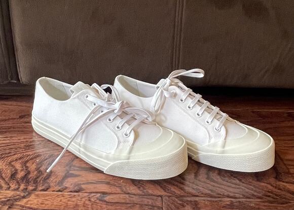 $895 NIB Bottega Veneta White Canvas Lace-Up Low Top Sneakers Men\'s 6.5(39.5) main image 5
